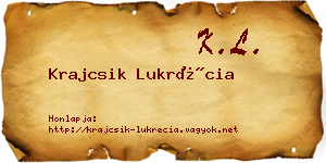 Krajcsik Lukrécia névjegykártya